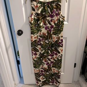 Kay Unger size 6 floral full length dress w/out sleeves/Zip back/High/slit/lined